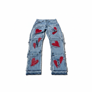Taille haute Minceur Street Style Hommes Pantalon Bas Prix À La Mode Déchiré Empilé Jeans Street Style Conception Personnalisée Déchiré Baggy Pantalon - Product Image 2