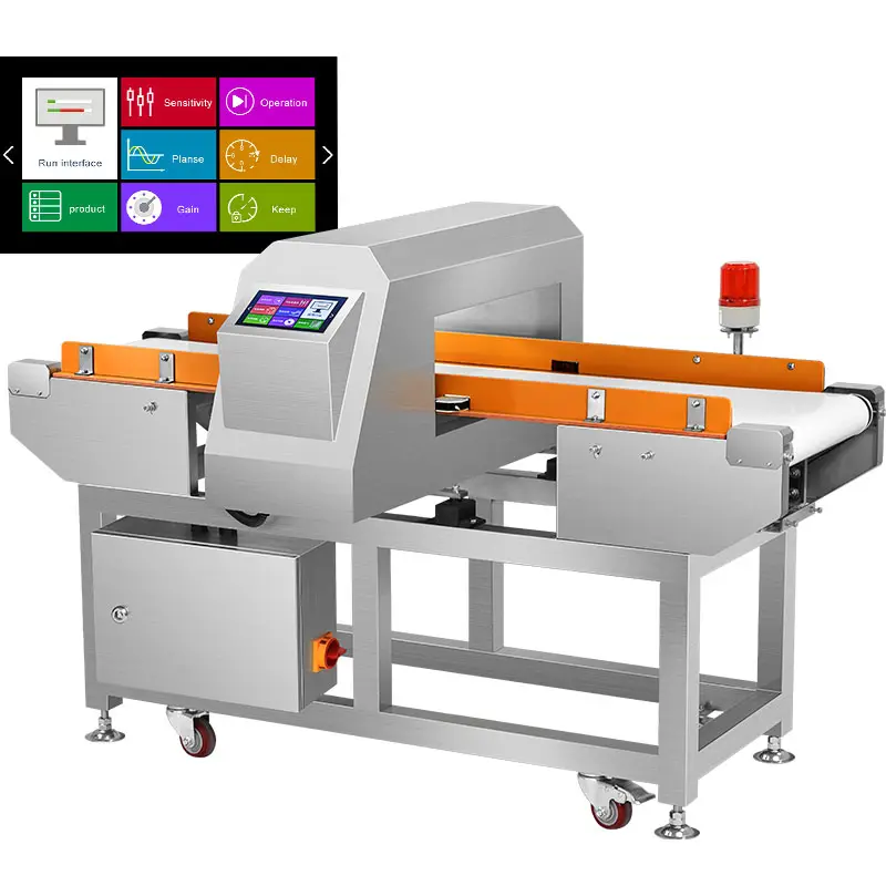 2024 Newly Dried Fruits Vegetables Snacks Fresh Meat Fish Touch Screen High Precision Food Metal Detector with Conveyor Belt