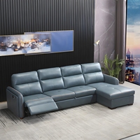 Canapé-lit modulaire électrique inclinable en forme de L avec rembourrage en éponge, design moderne pour salon de villa avec rangement