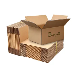 Cetak logo kustom kemasan bergelombang kotak daur ulang kardus kuat coklat bergerak bergelombang kotak pengiriman kotak karton