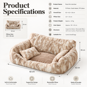 Canapé pour animaux de compagnie en peluche longue, doux, chaud et lavable, sur mesure, vente en gros, OEM & ODM - Product Image 4