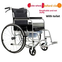 Fauteuil roulant manuel F10WC-JS02 - Pliable, léger, en acier durable, facile à utiliser, poignées de frein, repose-pieds, garantie 1 an