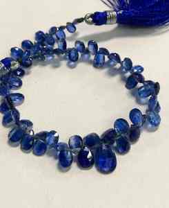 Perles de pierre de cyanite naturelle bleue facettée en forme de poire, qualité AAAAA, 8 pouces, super scintillantes, 4,5 mm de long, 10 mm de large, pour bijoux DIY - Product Image 6