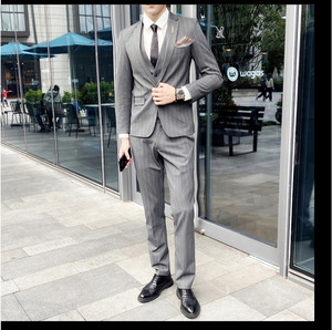 M-5XL primavera e autunno spessi Set Casual a tre pezzi abito da uomo a righe da uomo vestito migliore da uomo - Product Image 4