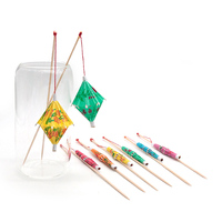 Bambus Parasol de fête jetable droit longs bâtons en bois Cocktail personnalisé pics décoratifs lanterne parapluie pics