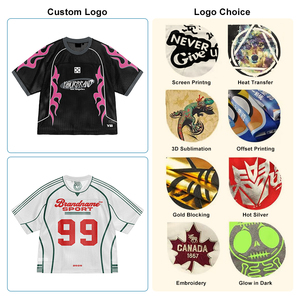 Custom Logo Oversized 100% Cotton Knitted Retro Soccer <b>Jersey</b> <b>Short</b> Sleeve Anti-Pilling Boxy Streetwear Mesh Unisex - Product Image 1