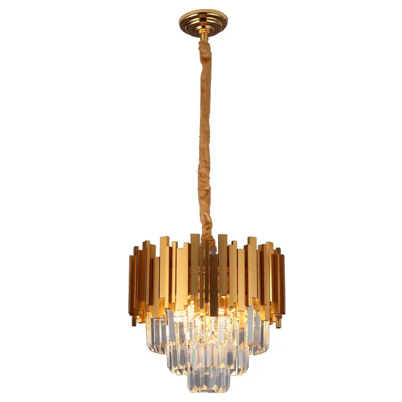 Metalen Gouden Frame Senior Kristal Glas Moderne 400Mm Lampjes Eetkamer Eiland Hanglamp Lange Ronde Hanglamp E14