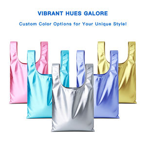 Bolsa Ecológica Plegable con Asa Larga, Color Morado, Reciclable, con Diseño de Logotipo Personalizado, Bolsa de Compras Metálica para Mujer - Product Image 3