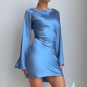 Vestido Casual Elegante de Verano para Mujer, de Gasa, Largo hasta la Rodilla, Cintura Natural, Transpirable, a la Moda para el Día, Colores Sólidos, Servicio OEM - Product Image 1