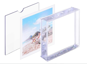 Vente en gros classique Cadres <span class=keywords><strong>photo</strong></span> carrés en acrylique liquide 4x4 pouces avec <span class=keywords><strong>effet</strong></span> pailleté Décoration intérieure écologique Logo personnalisé - Product Image 4