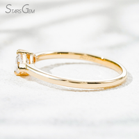 Bague de fiançailles de luxe pour femme StarsGem en or massif 18 carats avec deux diamants de laboratoire DEF VS taille triligne