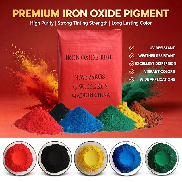 Premium Iron Oxide Red 130 / Yellow / Black Pigment Powder | UV-Stable & High Tinting Strength | for Concrete, Bricks & Paint