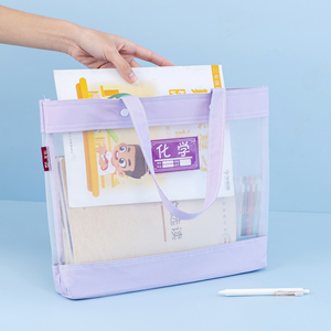 Bolsa de malla A4 al por mayor con cremallera y asa para documentos, rompecabezas, con bolsillo para tarjetas de identificación, cómoda de llevar, para estudiantes. - Product Image 4