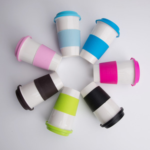 Tazza da viaggio regalo creativa tazza da caffè in ceramica per andare Set di tazze in ceramica per le <span class=keywords><strong>necessità</strong></span> quotidiane con coperchio in Silicone - Product Image 1