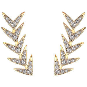 Orecchini a perno E3234 da donna in lega color oro, a forma di pianta, con cristalli taglio brillante e strass, certificati, gioielli alla moda e di tendenza - Product Image 4