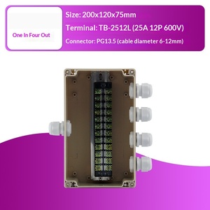 200x120x75mm <b>Waterproof</b> Junction <b>Box</b> One-in-four-out 25A Terminal Block PG13.5 Cable Gland Enclosure Terminal <b>box</b> - Product Image 2
