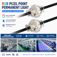 Lumières LED ponctuelles modernes DC12V 30mm RGB à pixels adressables, étanches IP68 pour extérieur, UCS2904, pour avant-toits, toits et façades