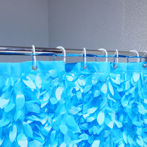 <span class=keywords><strong>Tissu</strong></span> Polyester <span class=keywords><strong>Déperlant</strong></span> Design Fantaisie Bleu 3D Feuilles Décoratives Rideau De Douche Pour Salle De Bain - Product Image 6