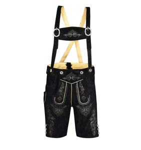 2023 authentique allemand Vintage mode hommes Oktoberfest Lederhosen noir daim cuir Shorts OEM imprimer garçons été taille - Product Image 1