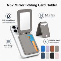 Portefeuille porte-cartes en cuir PU N52 MagSafe avec miroir et support compatible avec iPhone 16 15 aimant puissant vente en gros