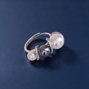 WENCHI 1712DIY - Anillo de Plata de Ley S925 con Cuentas de Perlas de 11-12 mm, Soporte para Joyas Negro, Tecnología de Incrustación de Garras, Modelo 11802 - Product Image 3