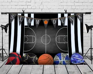 Photography Background Wooden Wall Basketball Boys Birthday Party Sports Court Stars Decoration Backdrop Photo Studio