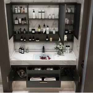 Nuovo Mobile Bagno <span class=keywords><strong>Moderno</strong></span> di Lusso Stile Fattoria con <span class=keywords><strong>Specchio</strong></span> Intelligente a LED, Lavabo a Parete e Mobiletto WC - Product Image 3