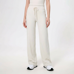 Pantalon de yoga droit à taille haute avec cordon de serrage pour femme, extensible, doux, ample, à séchage rapide, pour le sport, le Pilates et la gym, vente en gros - Product Image 2