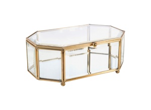 Rectangular Glass Storage <b>Box</b> with Metal Frame for Jewelry Organizers - Product Image 2