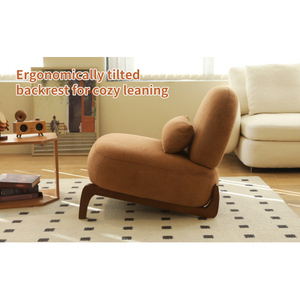 Modern Cute Accent Chair Solid Wood Legs Velvet Electric Ergonomic Soft Cushion Cozy Bedroom Chair Comfy Armless Reading Chair - Product Image 4