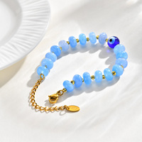Bracelet d'amitié moderne Bingxin Jewelry, perles de cristal, réglable, fait main, perles œil de pierre bleue, pour femme, usage quotidien