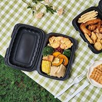 Boîte à lunch jetable en plastique de 30 oz à 3 compartiments, compatible micro-ondes, avec couvercle, pour kits repas à emporter, burgers, contenant alimentaire à clapet