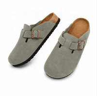 Mules sabots en daim pour infirmières, anti-fatigue, avec semelle intérieure en liège amortie, soutien de la voûte plantaire, respirantes, à enfiler, chaussures de travail en cuir souple, vente en gros