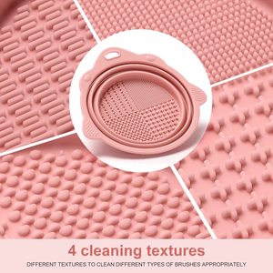 Foldable Silicone Makeup <b>Brush</b> Cleaner Bowl - Etercycle Portable Cleaning Tool for <b>Brushes</b>, Powder Puffs, and Sponges (Pink) - Product Image 3