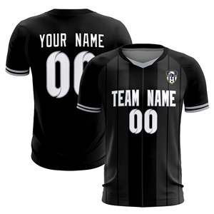 Maillots/ensembles de football personnalisés à rayures classiques noires - Product Image 1