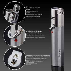 JD241A Modern Design Metal <strong>Lighter</strong> Long Strip Inflatable Windproof Direct Fire Lock for Business Gifts Men's Wholesale - Product Image 3