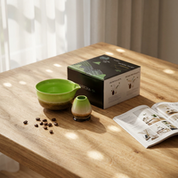 Ensemble de thé matcha de luxe écologique personnalisé avec logo, bol à matcha et support pour fouet en bambou pour la préparation du matcha japonais