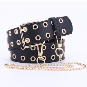 DFWB105 Customized Women Girls Fashion Lady Waist <b>Belts</b> With Hook <b>Chain</b> Golden Color Trim Metal Buckle - Product Image 2