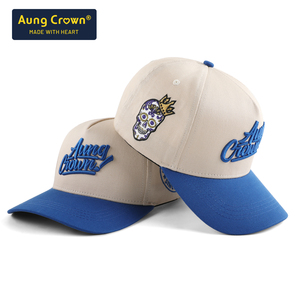 Casquettes de baseball unisexes entièrement personnalisées en gros, 5 panneaux, brodées, en tissu de coton, taille ajustable, bicolores, pour le sport - Product Image 1