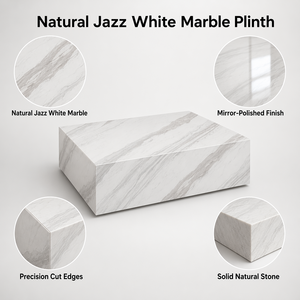 Mesa de Centro Moderna de Mármol Blanco Volakas Jazz, Bloque Cúbico, Pedestal de Piedra Natural, Soporte de Exhibición, Tamaño Personalizado, Decoración para el Hogar - Product Image 6