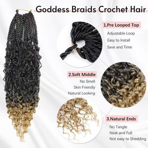 Water Wave Crochet <b>Braid</b> Hair 100g Three Strand <b>Box</b> <b>Braids</b> Pre Looped Hair <b>Extension</b> for African Women Salon Braiding - Product Image 3