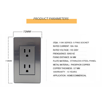Prise murale électrique standard sud-américaine 16A, double prise 3 broches US 15A, 220V