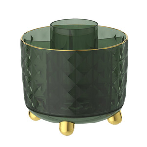 <b>Rotating</b> Pen Holder Round Glass <b>Desk</b> Organizer With Gold Feet For Office Stationery Storage - Product Image 5