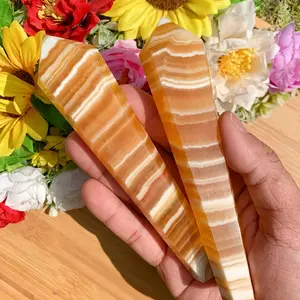Vente en gros de baguettes de guérison en cristal naturel Fengshui, baguettes en calcite orange pour la vente - Product Image 3