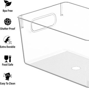 Customized Bestselling Eco-Friendly BPA Free Food Storage Organizer Container 4 PCS Clear PET Square Storage <b>Bins</b> 6-10L Capacity - Product Image 4