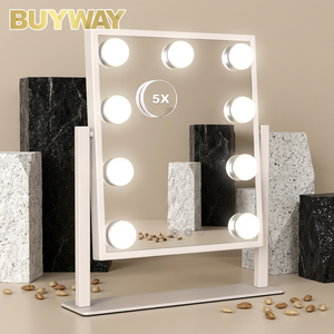 9 Bulbs LED <strong>Lighted</strong> Miroir Coiffeuse Portable Kosmetilk Spiegel Geote 3-Color Dimming Free 5X Magnifier MDF Vanity Makeup <strong>Mirror</strong> - Product Image 5