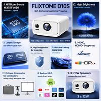 Projecteur V660 à puce 8 cœurs, décodage haute luminosité, Proyector Flixtone D10S, prend en charge la Full 4K, Smart Android 15, Home Cinéma, Beamer