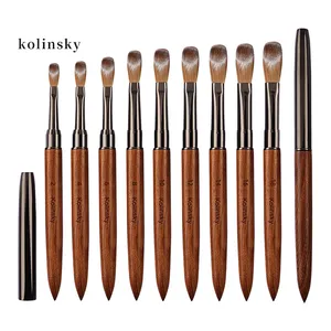 Nuevo producto Mango de sándalo Nail Art Sable Brushes 100% Kolinsky Nail Art Brushes