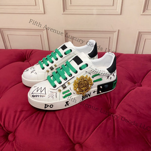 Chaussures de sport pour hommes tendance graffiti, logo de designer de luxe, chaussures décontractées de haute qualité pour femmes, dessus en cuir véritable, semelle extérieure en TPU - Product Image 5