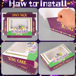 Cajas de Regalo para Fiesta de Disfraces, 12 Piezas, Cajas para Pasteles de Rey de Mardi Gras con Ventana para Decoración de Fiestas de Mardi Gras - Product Image 5